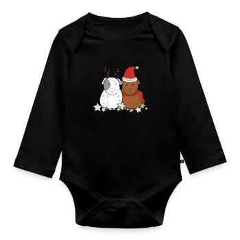 Cochon d'inde noel - Body Bébé bio manches longues - noir - Devant