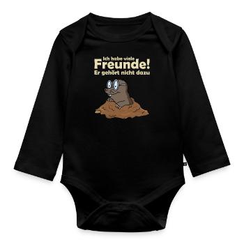Maulwurf Maulwurfshügel Maulwurfshaufen - Baby Bio-Langarm-Body - Schwarz - Vorne