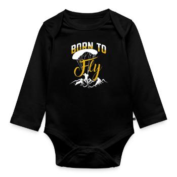 Gleitschirmfliegen - Baby Bio-Langarm-Body - Schwarz - Vorne