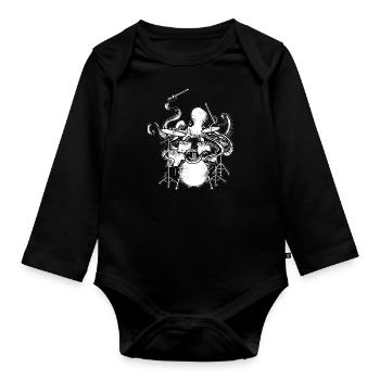 Drums - Organic Longsleeve Baby Bodysuit - black - Front