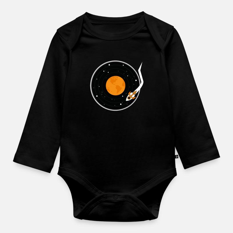 Record Music Space - Organic Longsleeve Baby Bodysuit - black