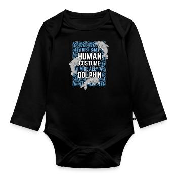 Idée cadeau dauphin - Body Bébé bio manches longues - noir - Devant