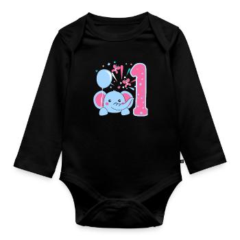 1. Anniversaire bébé bébé - Body Bébé bio manches longues - noir - Devant