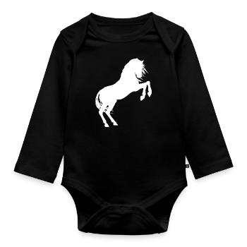 Cheval chevaux cheval amour poney cavalier cavalier - Body Bébé bio manches longues - noir - Devant