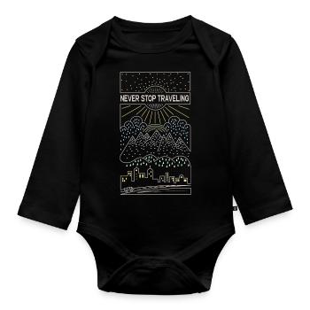 Travel Travel on the Road Road Trip Road Trip - Organic Longsleeve Baby Bodysuit - black - Front