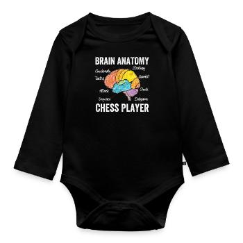 Funny Chess - Brain Anatomy Of A Chess Player - Organic Longsleeve Baby Bodysuit - black - Front