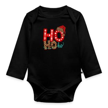 Ho Ho Ho Christmas - Organic Longsleeve Baby Bodysuit - black - Front