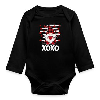 Gnome Coeur Xoxo - Body Bébé bio manches longues - noir - Devant
