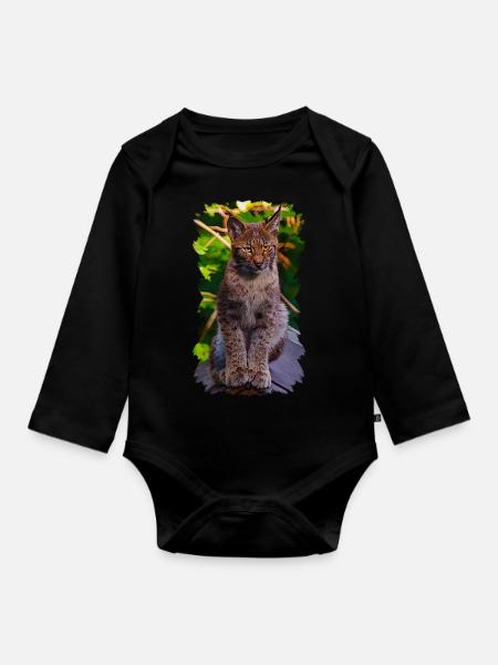 Luchs - Baby Bio-Langarm-Body - Schwarz