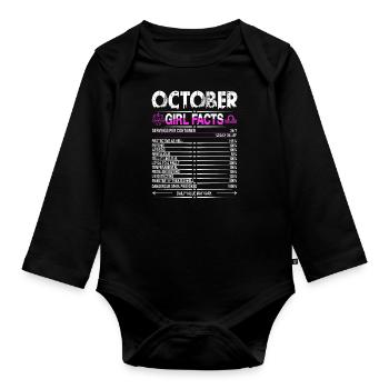 October Libra Girl Facts - Organic Longsleeve Baby Bodysuit - black - Front
