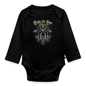 Born to Ride - motard moto - Body Bébé bio manches longues - noir - Devant
