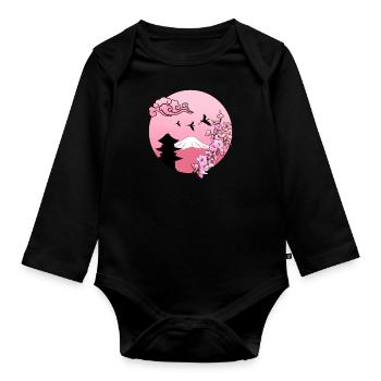Sakura Cherry Blosseom Pink - Body Bébé bio manches longues - noir - Devant