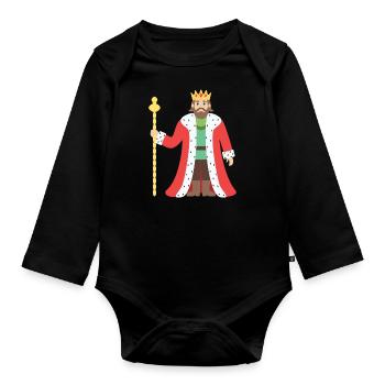king - Organic Longsleeve Baby Bodysuit - black - Front