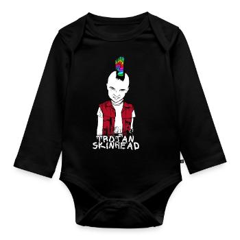 Punk Skinhead Rebellion Oi Gift Idea Anarchist - Organic Longsleeve Baby Bodysuit - black - Front