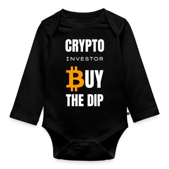 Crypto Investor Bitcoin Kaufen Sie den Dip - Baby Bio-Langarm-Body - Schwarz - Vorne