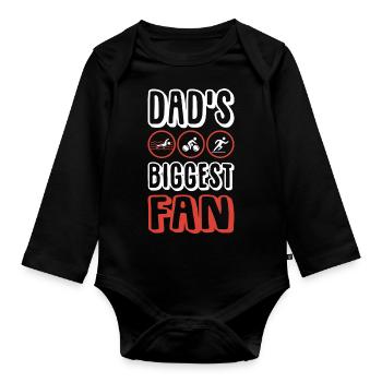 Triathlon dad spruch papa - Baby Bio-Langarm-Body - Schwarz - Vorne