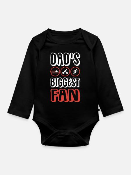 Triathlon dad spruch papa - Baby Bio-Langarm-Body - Schwarz