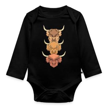 Cadeau bovins Highland bovins Highland écossais - Body Bébé bio manches longues - noir - Devant