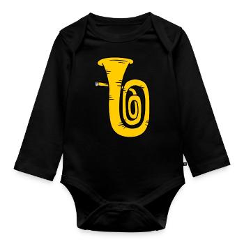Tuba - Baby Bio-Langarm-Body - Schwarz - Vorne