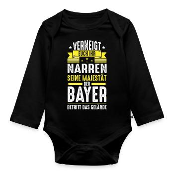 Bayer Bayern Hauptstadt Sprüche - Baby Bio-Langarm-Body - Schwarz - Vorne