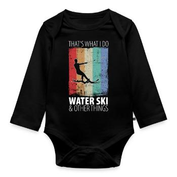 Water Skiing Waterskiing Waterskiing Vintage - Organic Longsleeve Baby Bodysuit - black - Front