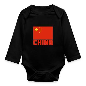 Chine - Body Bébé bio manches longues - noir - Devant