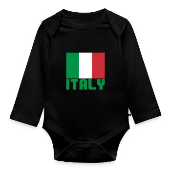 Italie - Body Bébé bio manches longues - noir - Devant