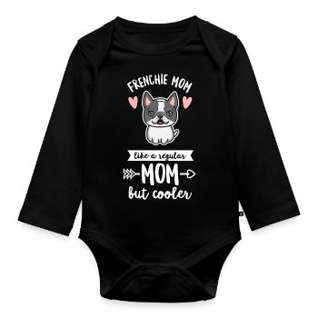 Frenchie Hund Zitat für Ihre Frenchie Mama - Baby Bio-Langarm-Body - Schwarz - Vorne