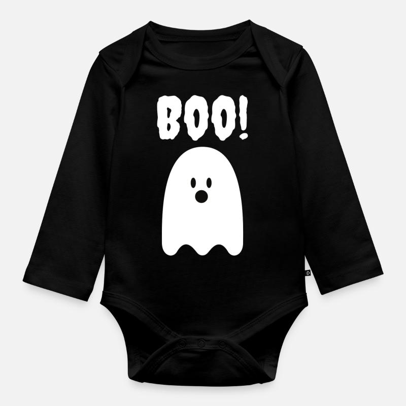 Boo - blanc - Body Bébé bio manches longues - noir