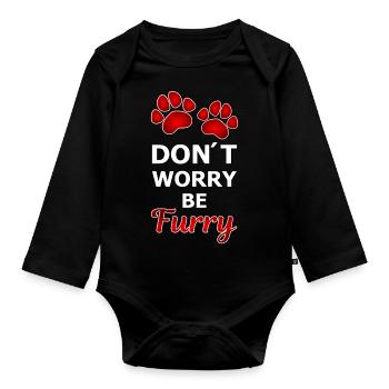 Ne vous inquiétez pas d’être rouge poilu - Body Bébé bio manches longues - noir - Devant