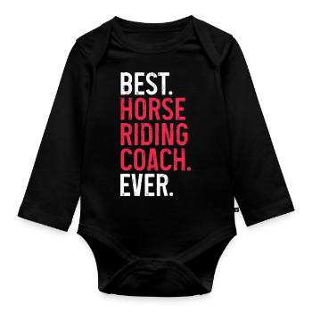 horse riding Design for a horse riding fans - Baby Bio-Langarm-Body - Schwarz - Vorne