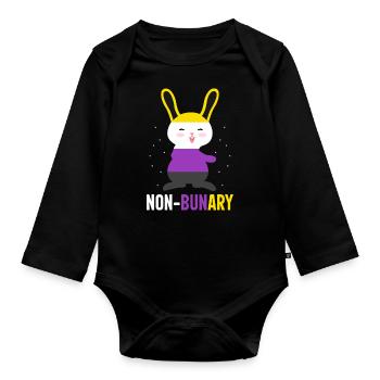 Nicht-Bunary Non Binary Genderqueer Pride Flagge - Baby Bio-Langarm-Body - Schwarz - Vorne