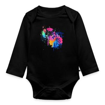 art, art, graffiti, peinture, aquarelle, coloré, coloré, coloré - Body Bébé bio manches longues - noir - Devant