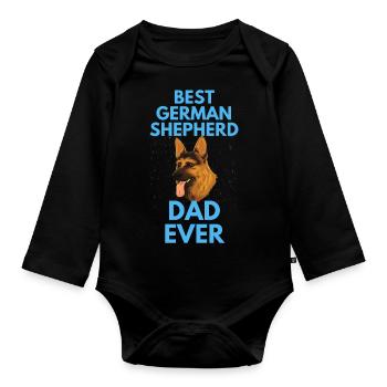 Dogs Papa Father's Day Gift German Shepherd - Organic Longsleeve Baby Bodysuit - black - Front
