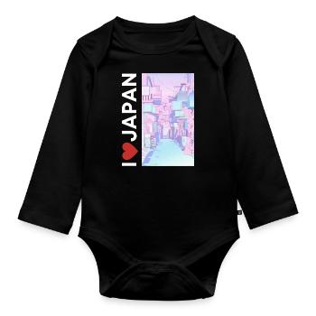 J’adore le Japon, Ich liebe Japon - Body Bébé bio manches longues - noir - Devant