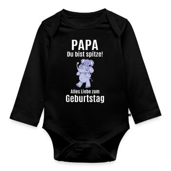 Bester Papa gratulieren Glückwunsch Sohn Tochter - Baby Bio-Langarm-Body - Schwarz - Vorne