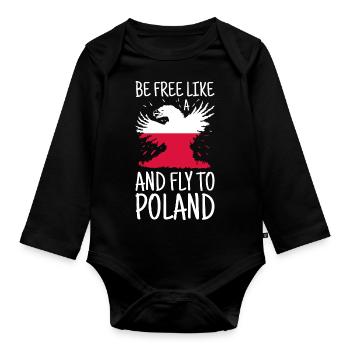 Drapeau de Pologne utilisé Look Polska Drapeau polonais - Body Bébé bio manches longues - noir - Devant