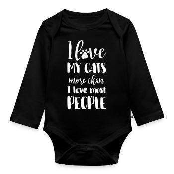 CHER CHAT AMOUR CHATS MIETZE KITTY MIAU MOTIF - Body Bébé bio manches longues - noir - Devant