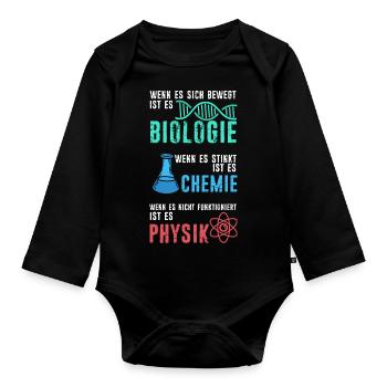 Wenn Es Sich Bewegt Ist Es Biologie Chemie Physik - Baby Bio-Langarm-Body - Schwarz - Vorne