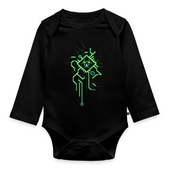 Hacking Hacks Hacker Computer Malware eSport Trojaner - Baby Bio-Langarm-Body - Schwarz - Vorne