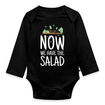 Jetzt haben wir den Salat Denglisch Lehrer Schule - Baby Bio-Langarm-Body - Schwarz - Vorne