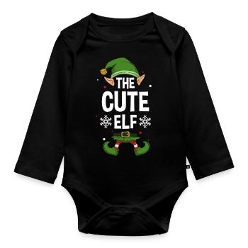Group Matching Family Christmas Gift Elf - Baby Bio-Langarm-Body - Schwarz - Vorne