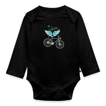 ailes d’ange, ailes, ailes d’ange, vélo, vélo - Body Bébé bio manches longues - noir - Devant