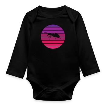 Ant - silhouette, circle, evening sun - Organic Longsleeve Baby Bodysuit - black - Front