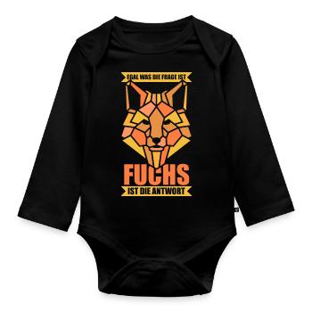 Egal was die frage ist fuchs ist die antwort - Baby Bio-Langarm-Body - Schwarz - Vorne