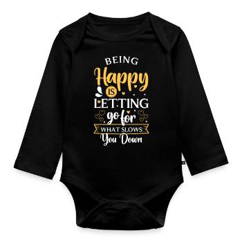 Happiness Motivation Life Energy - Organic Longsleeve Baby Bodysuit - black - Front