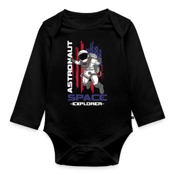 Fusée de combinaison spatiale d’astronaute - Body Bébé bio manches longues - noir - Devant