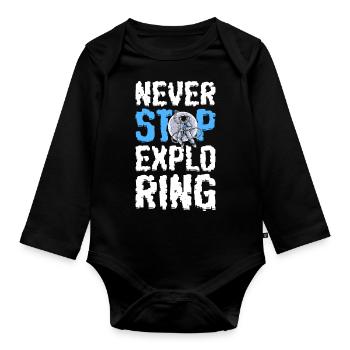 Astronaut stars - Organic Longsleeve Baby Bodysuit - black - Front