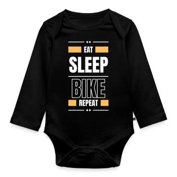 eat sleep bike repeat gift idea bike saying - Organic Longsleeve Baby Bodysuit - black - Front