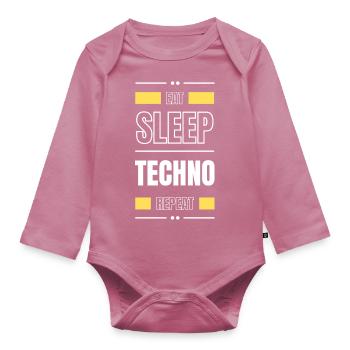 manger du sommeil techno répéter l’idée cadeau en disant fête - Body Bébé bio manches longues - mauve - Devant